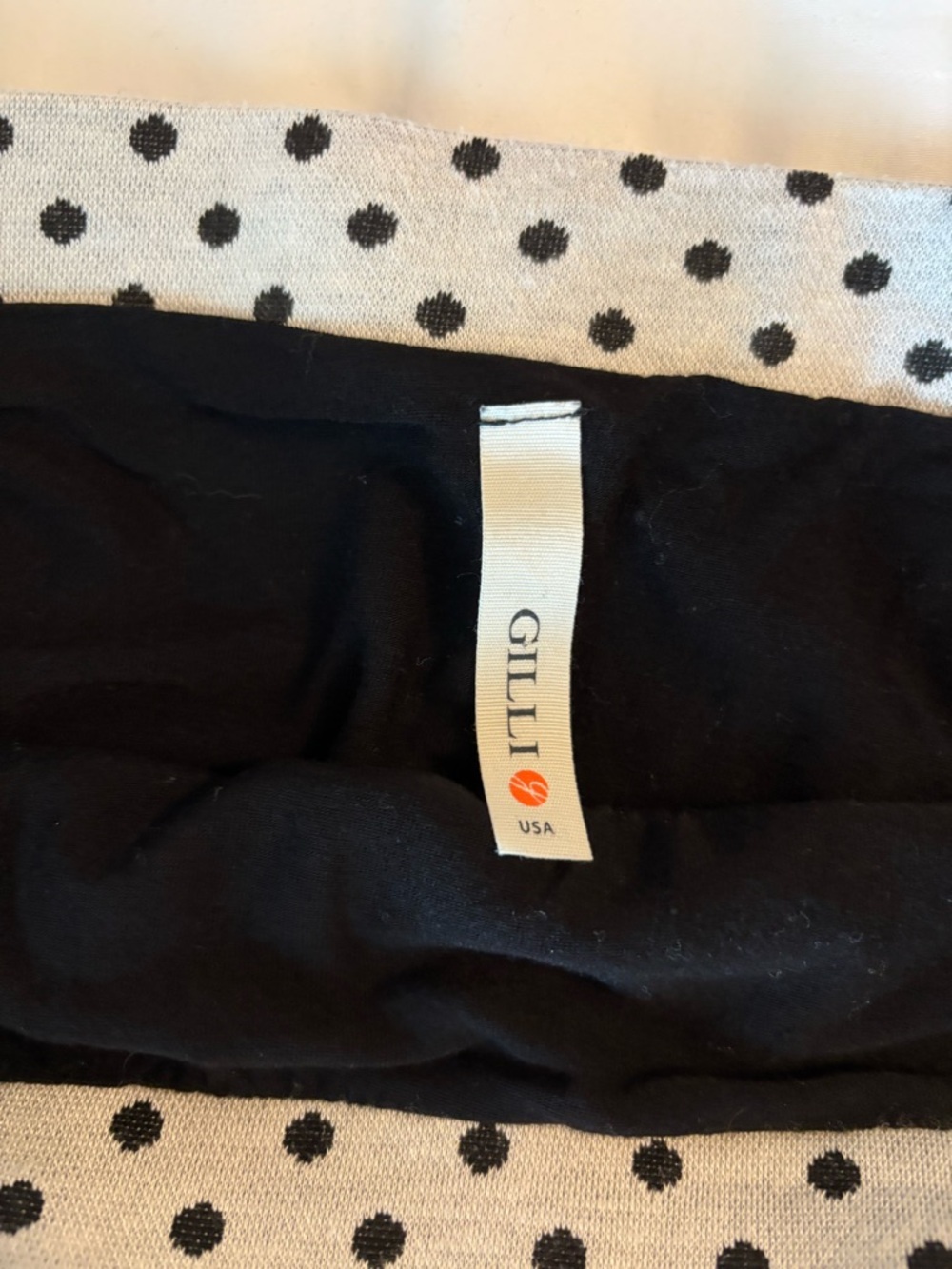 Polka Dot Pencil Skirt Black White Colorblock Stretch - Picture 5 of 6
